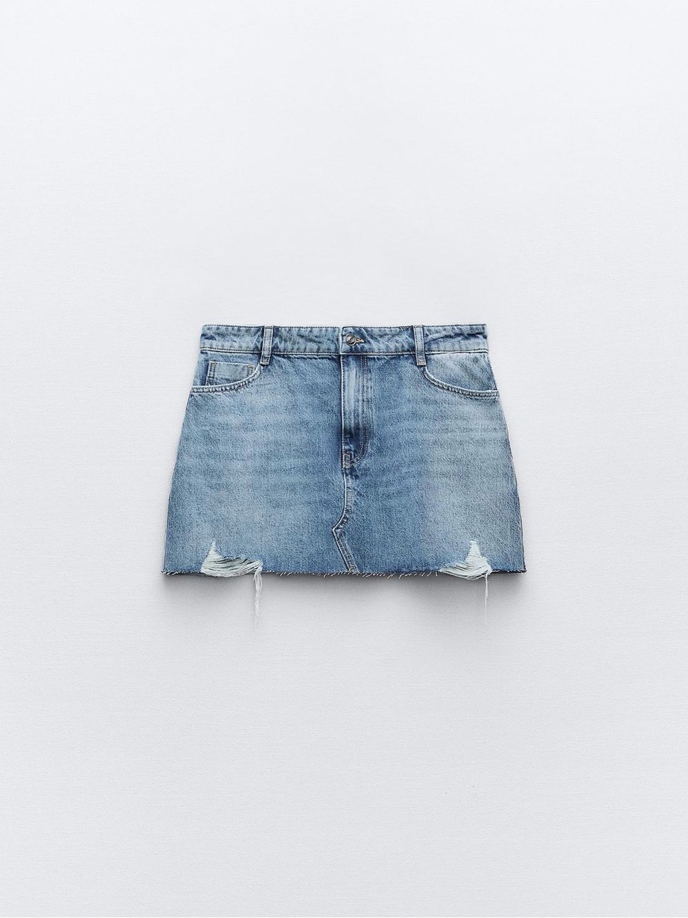 Distressed Denim Mini Skirt